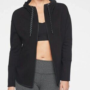 Athleta Cozy Karma Hooded Super Soft Black Hoodie Jacket Black Size S